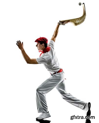 One Caucasian Jai Alai Basque Pelota Cesta Punta Player Man Isolated - 13xJPGs