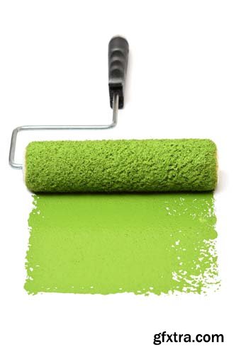 Paint Roller With Green Isolated - 7xJPGs