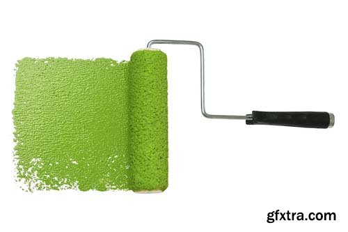 Paint Roller With Green Isolated - 7xJPGs