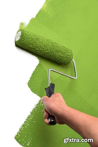 Paint Roller With Green Isolated - 7xJPGs