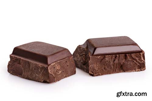 Pieces Of Dark Chocolate Isolated - 8xJPGs