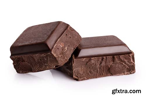 Pieces Of Dark Chocolate Isolated - 8xJPGs