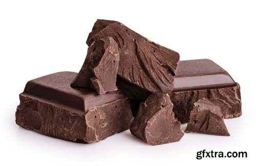 Pieces Of Dark Chocolate Isolated - 8xJPGs