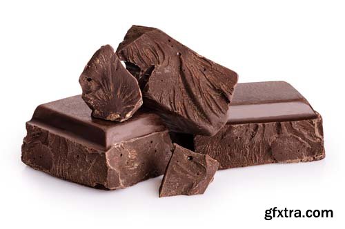 Pieces Of Dark Chocolate Isolated - 8xJPGs