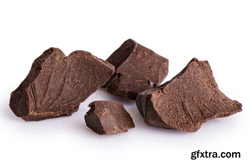 Pieces Of Dark Chocolate Isolated - 8xJPGs