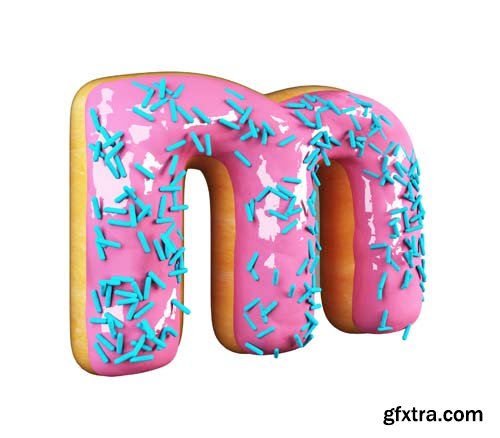 Rose Glazed Donut Font Concept Isolated - 36xJPGs