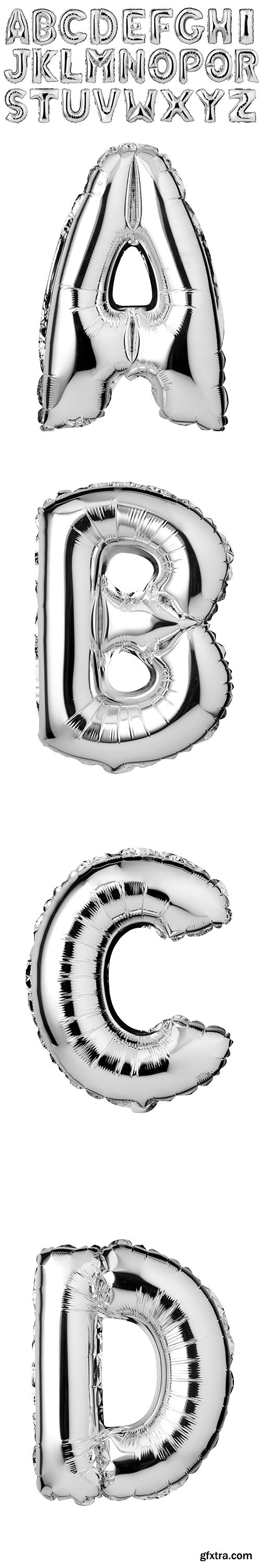 Silver Letters Balloons Isolated - 27xJPGs