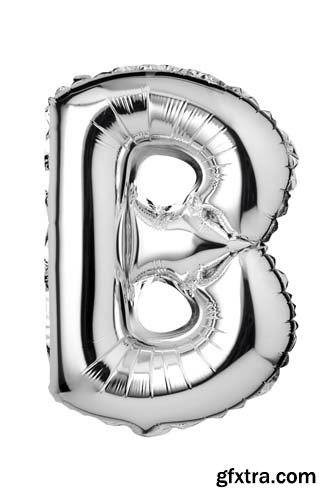 Silver Letters Balloons Isolated - 27xJPGs