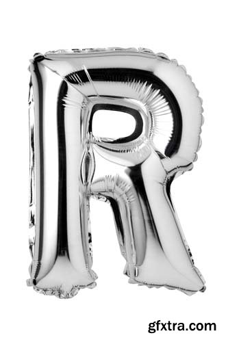 Silver Letters Balloons Isolated - 27xJPGs