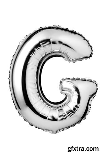 Silver Letters Balloons Isolated - 27xJPGs