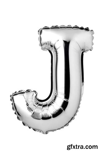 Silver Letters Balloons Isolated - 27xJPGs