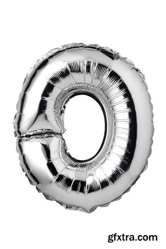 Silver Letters Balloons Isolated - 27xJPGs