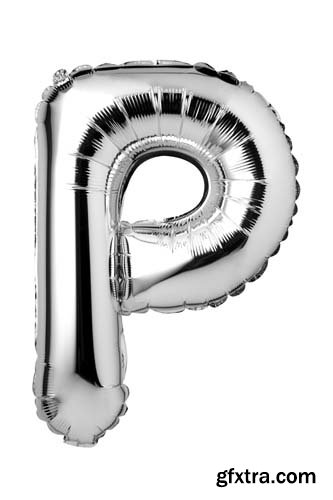 Silver Letters Balloons Isolated - 27xJPGs