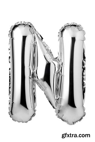 Silver Letters Balloons Isolated - 27xJPGs