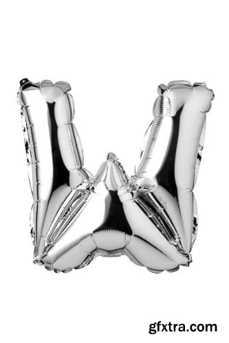 Silver Letters Balloons Isolated - 27xJPGs