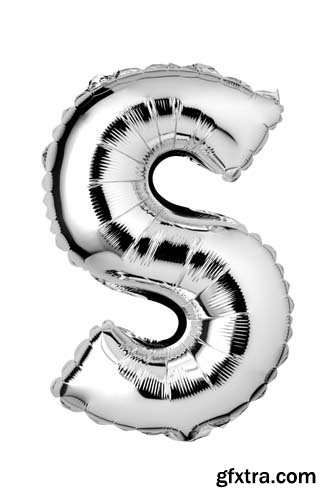 Silver Letters Balloons Isolated - 27xJPGs