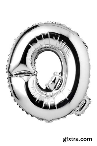 Silver Letters Balloons Isolated - 27xJPGs