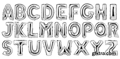 Silver Letters Balloons Isolated - 27xJPGs