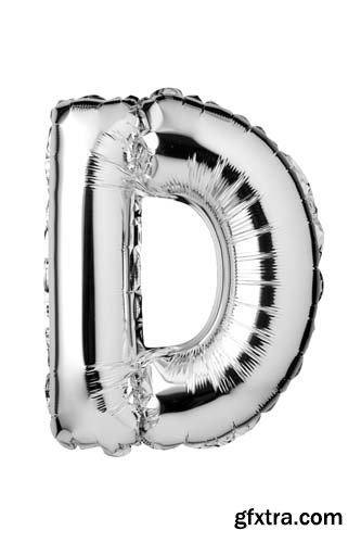 Silver Letters Balloons Isolated - 27xJPGs