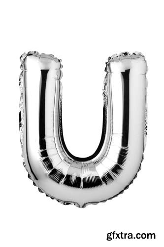 Silver Letters Balloons Isolated - 27xJPGs