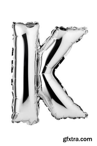 Silver Letters Balloons Isolated - 27xJPGs