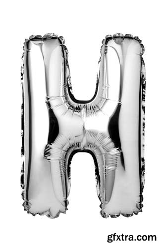 Silver Letters Balloons Isolated - 27xJPGs