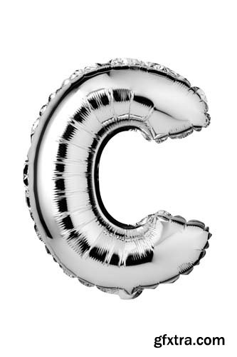 Silver Letters Balloons Isolated - 27xJPGs