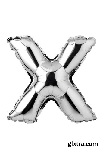 Silver Letters Balloons Isolated - 27xJPGs