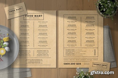 Simple Brown Menu + Business Card