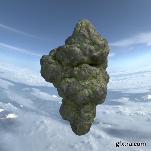 Cgtrader - Low poly Floating Island Mossy Rock Pack 190503 3D Model Collection