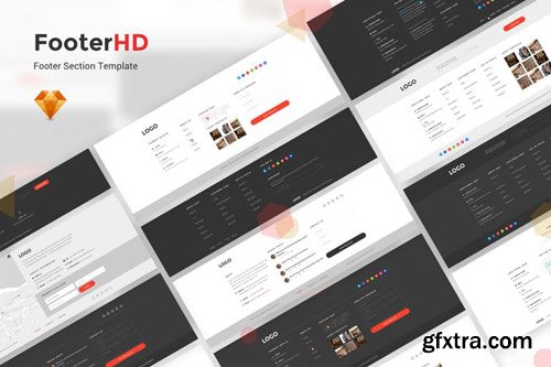 FooterHD - Footer UI Kit Template For Sketch