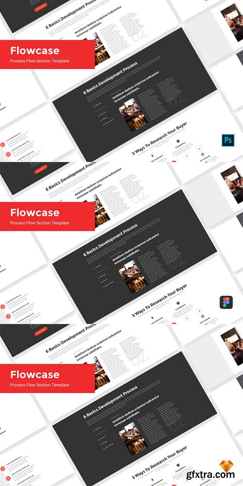 FlowCase - Flow Section UI Kit For Photoshop, Sketch, Figma