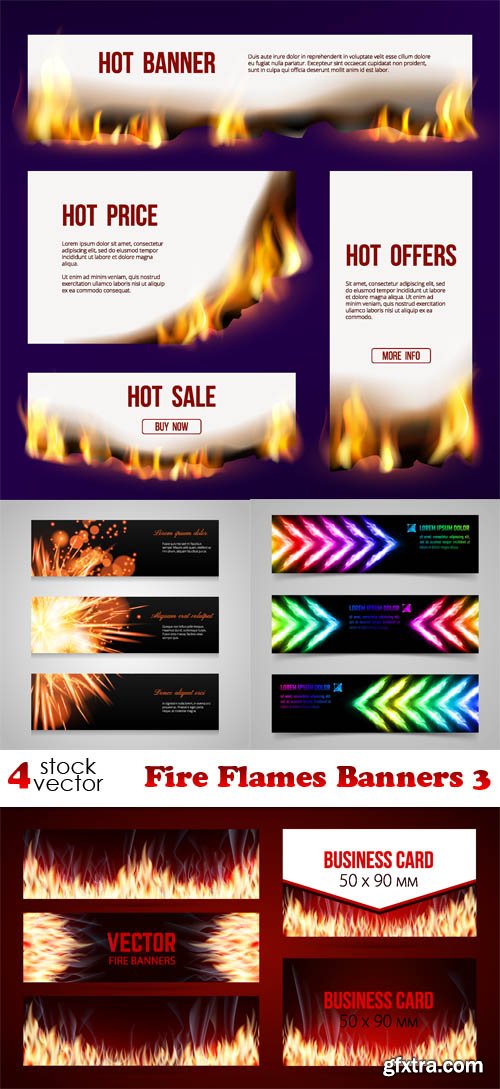 Vectors - Fire Flames Banners 3