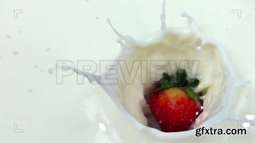 Strawberry Falling Into Milky Cream 226774