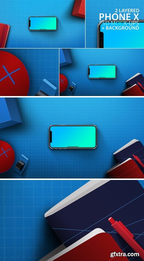 Phone Mock-ups with Blue Background