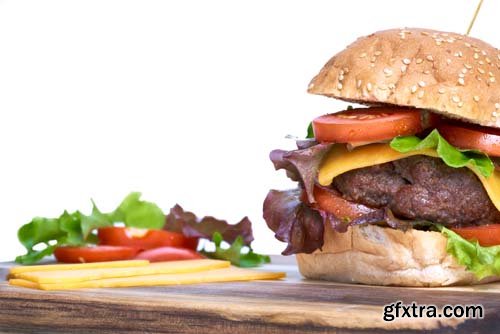 A Cheese Burger Isolated - 8xJPGs