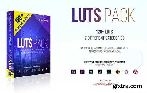 120+ LUTs Pack (Color Grading) for After Effects, Photoshop, Premiere, Resolve & FCPX (Win/macOS)