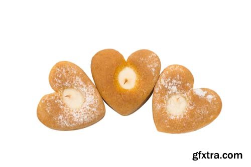 Biscuit Heart Isolated - 8xJPGs