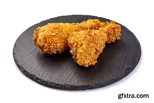 Breaded Crispy Fried Chicken Legs Isolated - 6xJPGs