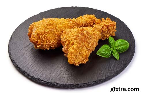 Breaded Crispy Fried Chicken Legs Isolated - 6xJPGs