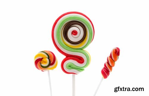 Colorful Spiral Lollipop Isolated - 5xJPGs