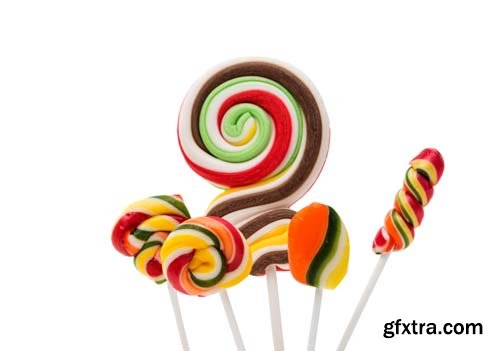 Colorful Spiral Lollipop Isolated - 5xJPGs