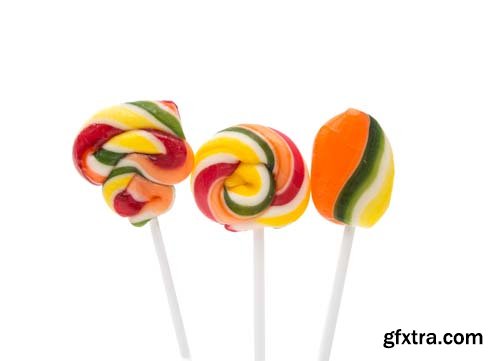 Colorful Spiral Lollipop Isolated - 5xJPGs