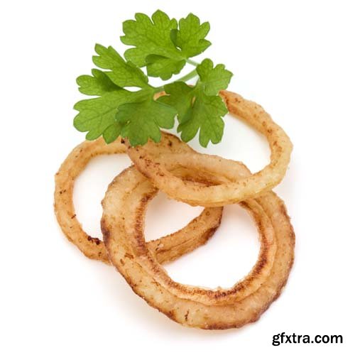 Crispy Fried Onion Rings Isolated - 8xJPGs