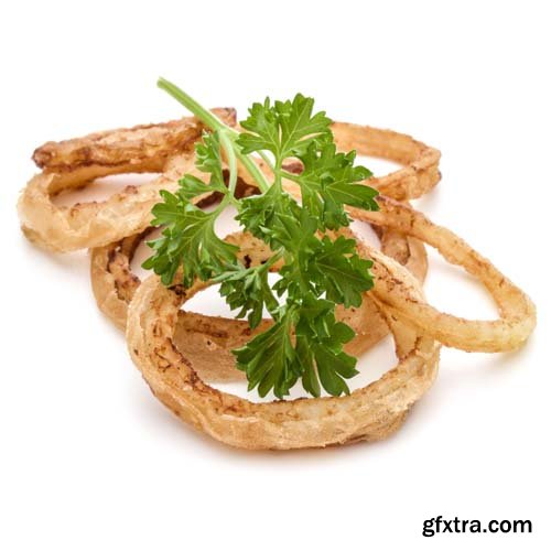 Crispy Fried Onion Rings Isolated - 8xJPGs