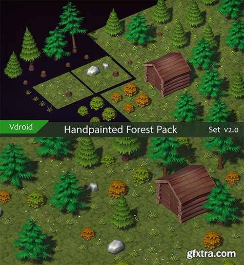 Cgtrader - Handpainted Forest Pack v2 Low-poly 3D model