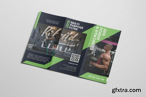 Gym and Fitness AI and PSD Trifold Brochure