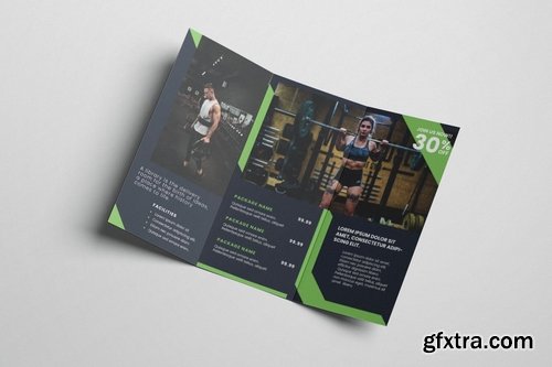 Gym and Fitness AI and PSD Trifold Brochure