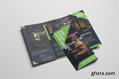 Gym and Fitness AI and PSD Trifold Brochure