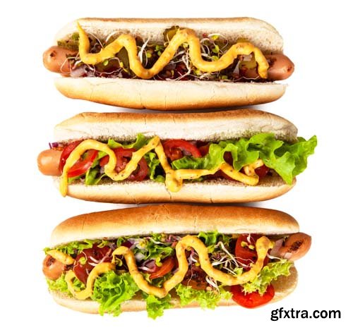 Delicious Hotdogs Isolated - 10xJPGs